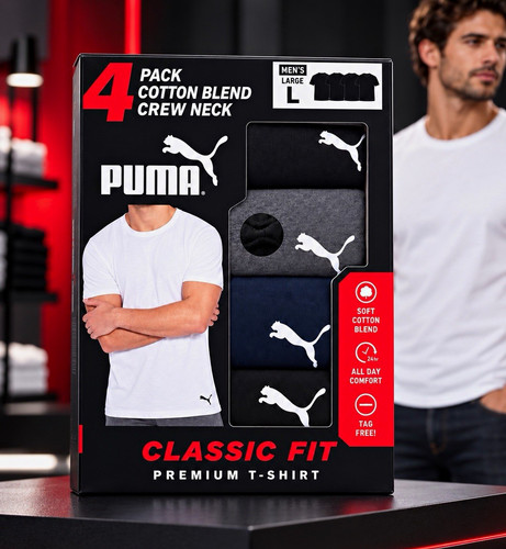Puma pack cotton blend crew - 4-pack,